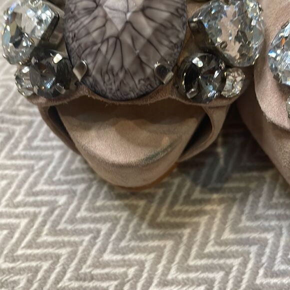 Zara Crystal Embellished Peep Toe Sling Back Heels - Picture 5 of 9
